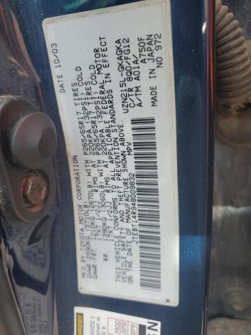 JTEBT14R948009832 - 2004 TOYOTA 4RUNNER SR5 蓝色 照片 12