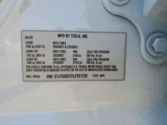 5YJYGDEF2LF057292 - 2020 TESLA MODEL Y WHITE photo 14