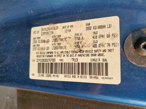 3D7KS28D65G767995 - 2005 DODGE RAM 2500 ST 蓝色 照片 12