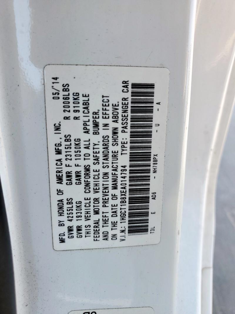 1HGCT1B8XEA014794 - 2014 HONDA ACCORD EXL WHITE photo 13