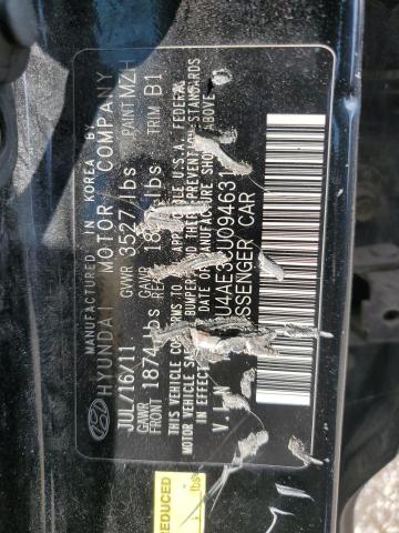 KMHCU4AE3CU094631 - 2012 HYUNDAI ACCENT GLS შავი ფოტო 12