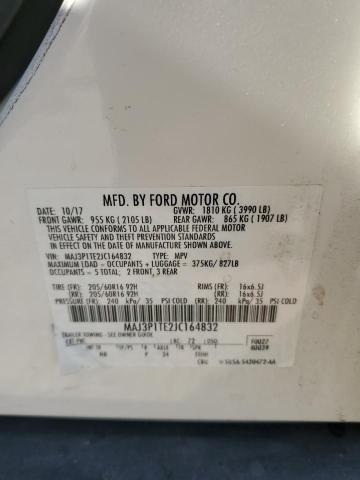 MAJ3P1TE2JC164832 - 2018 FORD ECOSPORT SE Белый фото 12