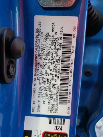 5TEJU62N88Z562907 - 2008 TOYOTA TACOMA DOUBLE CAB PRERUNNER BLUE photo 12