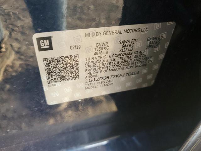 1G1ZD5ST7KF176424 - 2019 CHEVROLET MALIBU LT Bleu photo 12