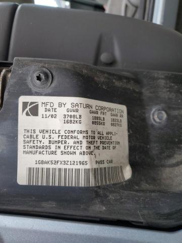 1G8AK52FX3Z121965 - 2003 SATURN ION LEVEL 3 BLUE photo 12