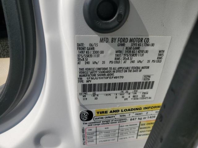 1FMJU1HT0FEF49170 - 2015 FORD EXPEDITION XLT 白色 照片 13