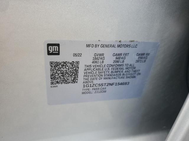 1G1ZC5ST2NF154693 - 2022 CHEVROLET MALIBU LS SILVER photo 13