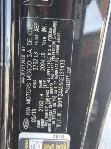 3KPF24AD6KE131439 - 2019 KIA FORTE FE BLACK photo 12