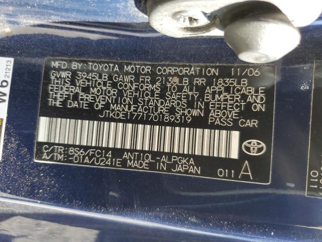 JTKDE177170189319 - 2007 TOYOTA SCION TC Boz foto 12