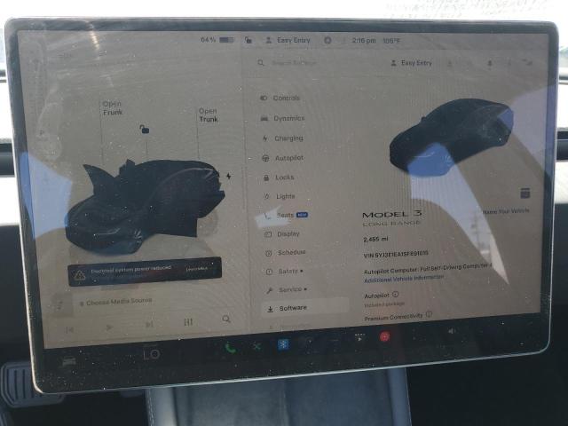 5YJ3E1EA1SF891815 - 2025 TESLA MODEL 3 BLACK photo 9