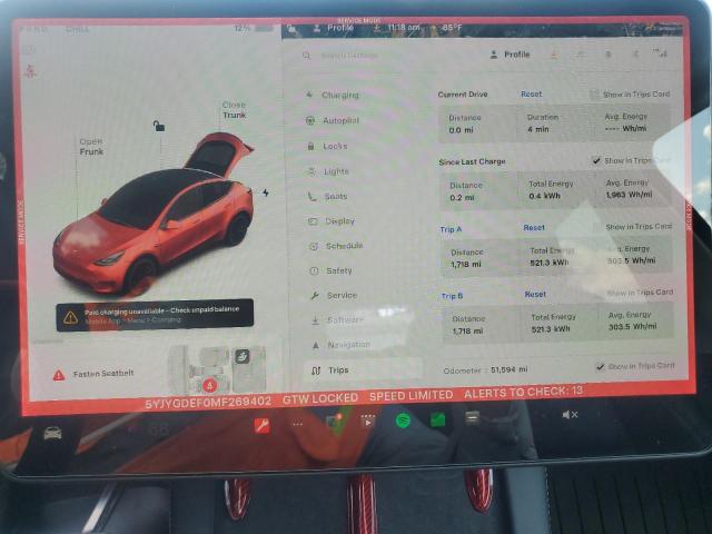 5YJYGDEF0MF269402 - 2021 TESLA MODEL Y RED photo 9