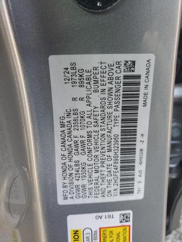 2HGFE4F89SH323950 - 2025 HONDA CIVIC SPORT SILVER photo 12