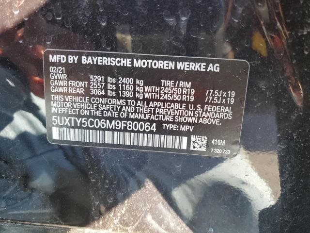 5UXTY5C06M9F80064 - 2021 BMW X3 XDRIVE30I BLACK photo 14