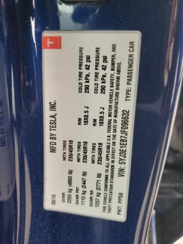 5YJ3E1EB7JF096632 - 2018 TESLA MODEL 3 Синий фото 13