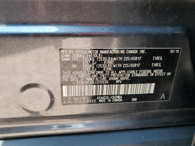 2T3W1RFV6LC035626 - 2020 TOYOTA RAV4 XLE GRAY photo 14