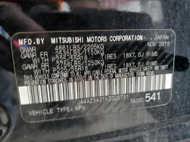 JA4AZ3A31KZ025731 - 2019 MITSUBISHI OUTLANDER SE BLACK photo 13
