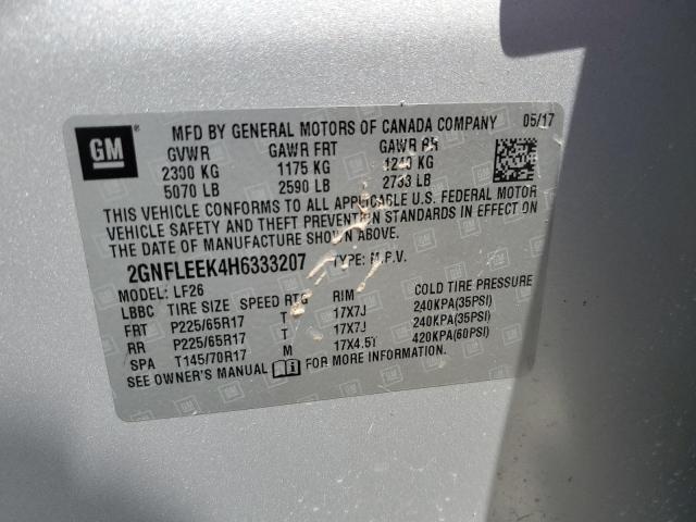 2GNFLEEK4H6333207 - 2017 CHEVROLET EQUINOX LS Արծաթագույն լուսանկար 14