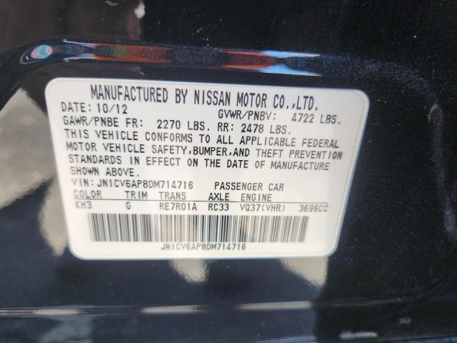 JN1CV6AP8DM714716 - 2013 INFINITI G37 BASE BLACK photo 12