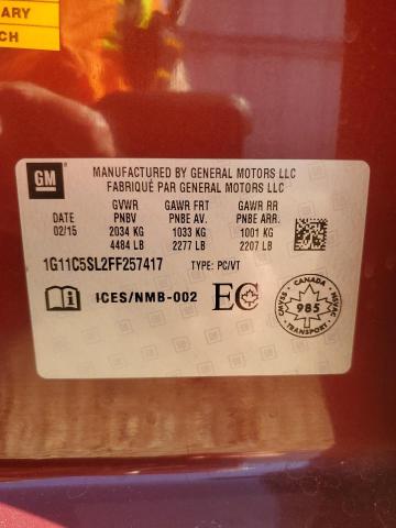 1G11C5SL2FF257417 - 2015 CHEVROLET MALIBU 1LT BURGUNDY photo 12