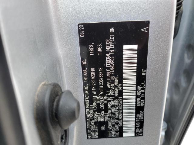 5TDZZRAH4LS025281 - 2020 TOYOTA HIGHLANDER L SILVER photo 13