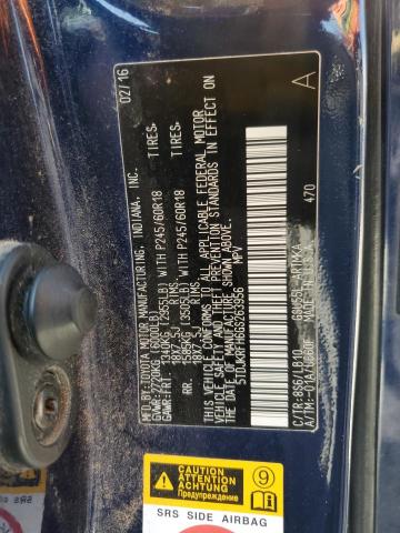 5TDJKRFH6GS263956 - 2016 TOYOTA HIGHLANDER XLE BLUE photo 14