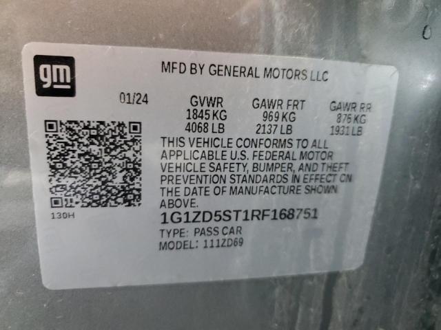 1G1ZD5ST1RF168751 - 2024 CHEVROLET MALIBU LT GRAY photo 13