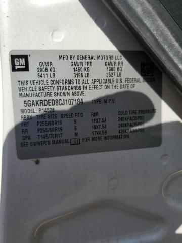 5GAKRDED8CJ107184 - 2012 BUICK ENCLAVE WHITE photo 13