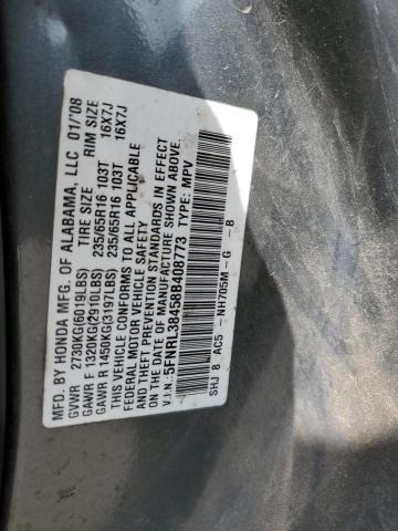 5FNRL38458B408773 - 2008 HONDA ODYSSEY EX BLUE photo 12