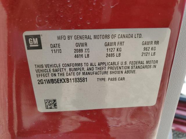 2G1WB5EKXB1183581 - 2011 CHEVROLET IMPALA LT Qırmızı foto 12