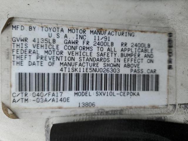 4T1SK11E5NU026303 - 1992 TOYOTA CAMRY DLX 白色 照片 12