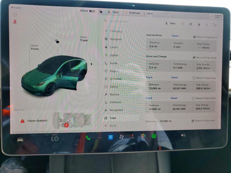 5YJYGAEE1MF214656 - 2021 TESLA MODEL Y WHITE photo 9