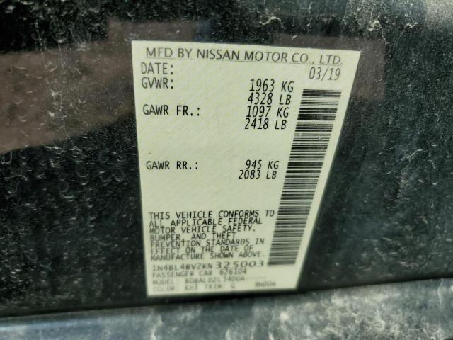 1N4BL4BV2KN325003 - 2019 NISSAN ALTIMA S შავი ფოტო 12