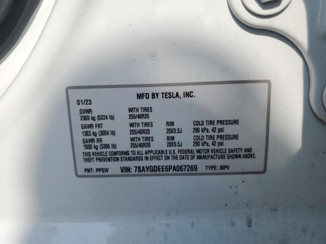 7SAYGDEE6PA067269 - 2023 TESLA MODEL Y WHITE photo 12