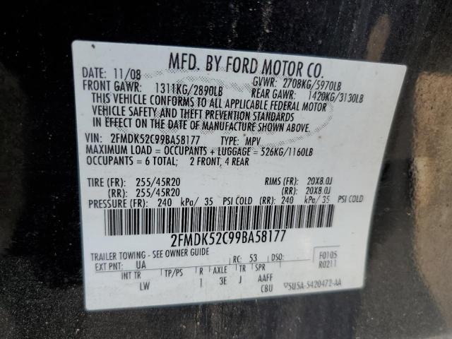 2FMDK52C99BA58177 - 2009 FORD FLEX SEL BLACK photo 13