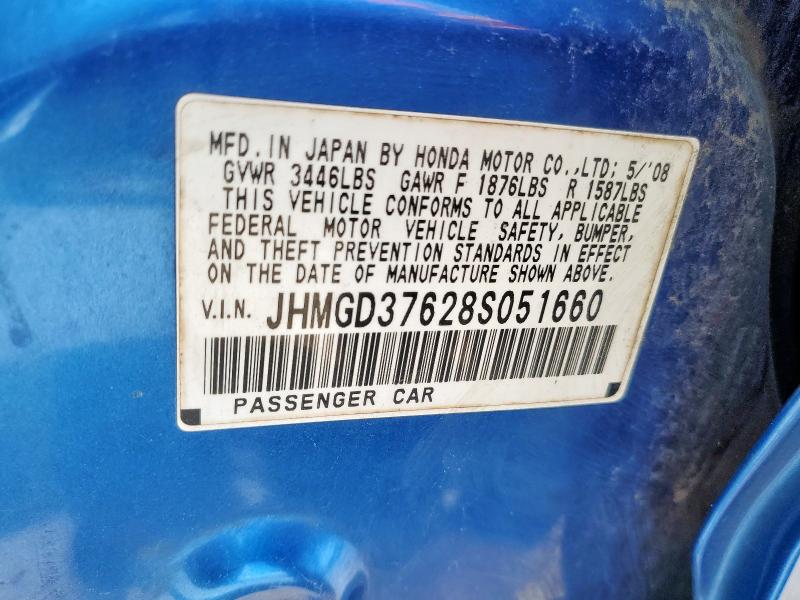 JHMGD37628S051660 - 2008 HONDA FIT SPORT 蓝色 照片 13