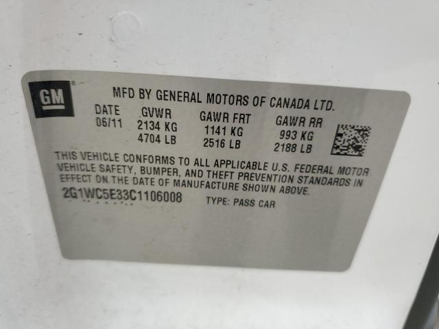 2G1WC5E33C1106008 - 2012 CHEVROLET IMPALA LTZ 白色 照片 12