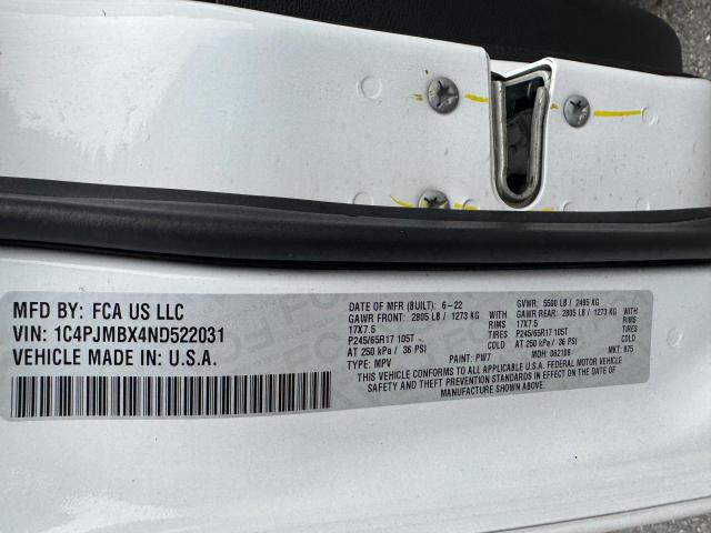 1C4PJMBX4ND522031 - 2022 JEEP CHEROKEE TRAILHAWK WHITE photo 10