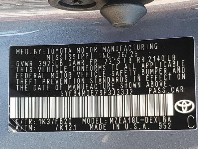 5YFB4MDE7SP333332 - 2025 TOYOTA COROLLA LE 蓝色 照片 12