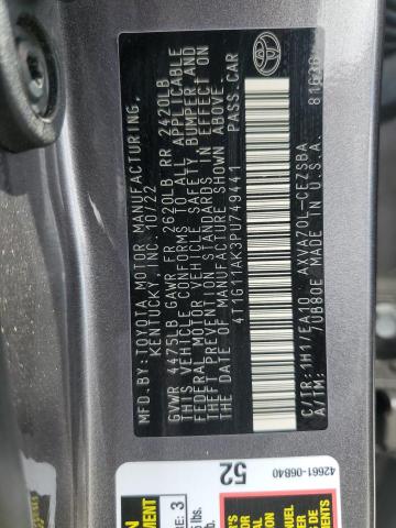 4T1G11AK3PU749441 - 2023 TOYOTA CAMRY SE NIGHT SHADE GRAY photo 13