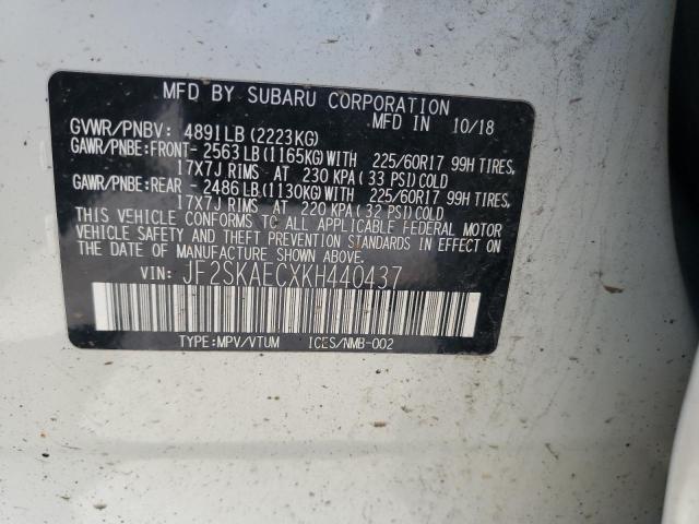 JF2SKAECXKH440437 - 2019 SUBARU FORESTER PREMIUM Ақ фото 14