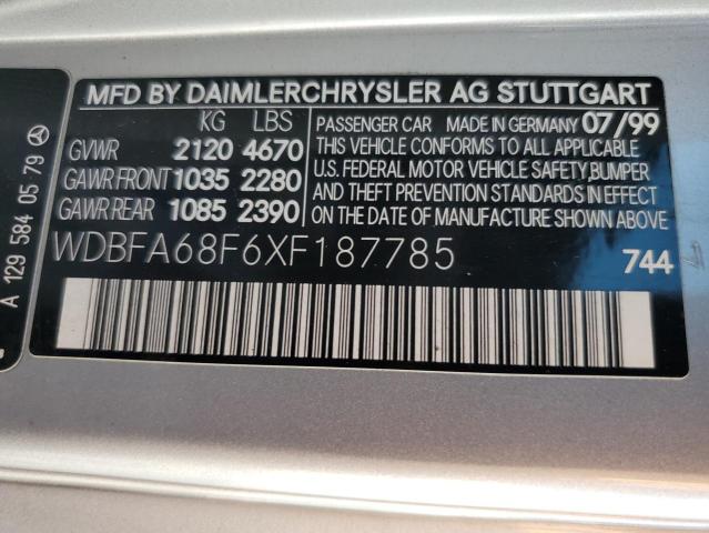 WDBFA68F6XF187785 - 1999 MERCEDES-BENZ SL 500 فضي صورة 12