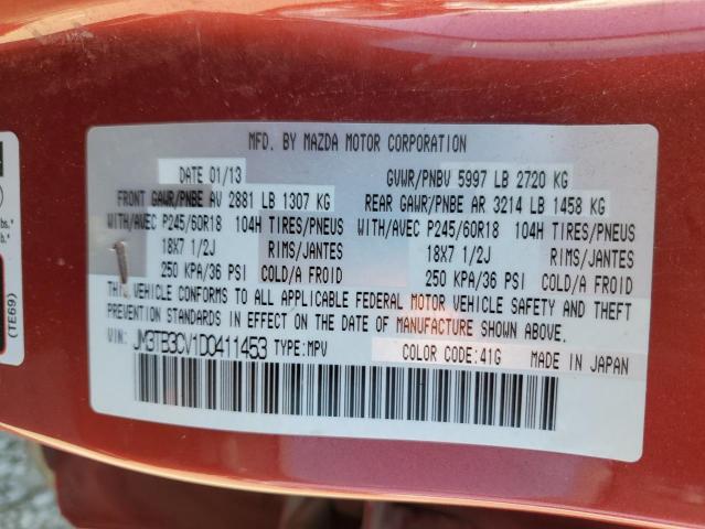 JM3TB3CV1D0411453 - 2013 MAZDA CX-9 TOURING 勃艮第红 照片 13