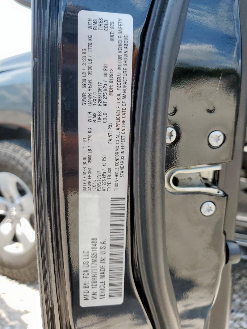 1C6RR7TT7MS518488 - 2021 RAM 1500 CLASS SLT BLACK photo 12