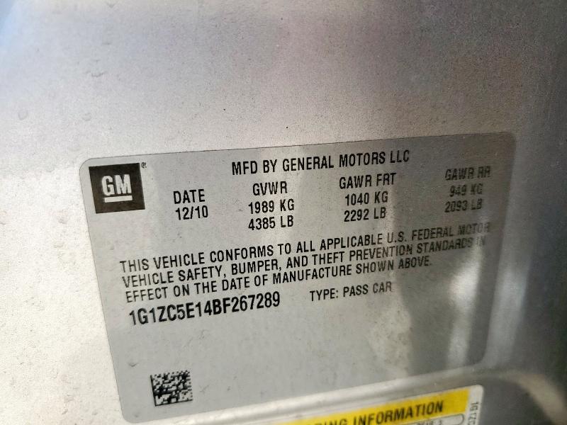 1G1ZC5E14BF267289 - 2011 CHEVROLET MALIBU 1LT SILVER photo 13