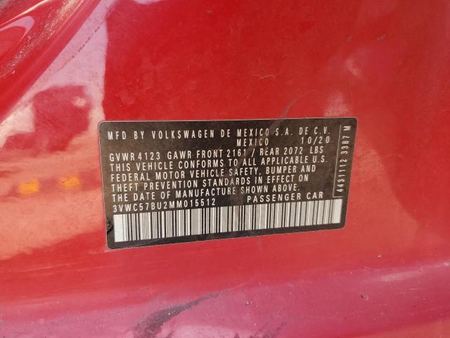 3VWC57BU2MM015512 - 2021 VOLKSWAGEN JETTA S RED photo 12