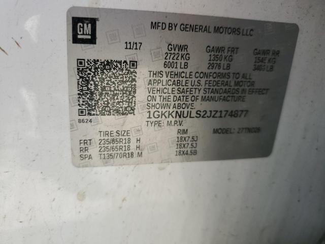 1GKKNULS2JZ174877 - 2018 GMC ACADIA SLT-1 白色 照片 13