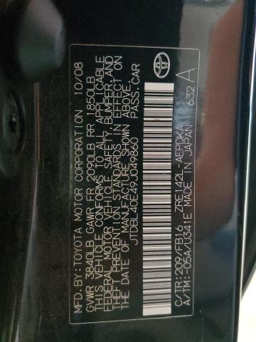 JTDBL40E49J049860 - 2009 TOYOTA COROLLA BASE BLACK photo 12