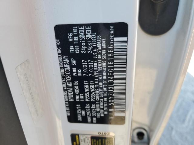 5XYZU3LB4EG161866 - 2014 HYUNDAI SANTA FE S WHITE photo 13