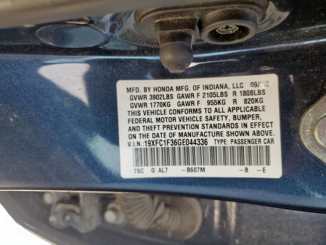 19XFC1F36GE044336 - 2016 HONDA CIVIC EX CHARCOAL photo 13