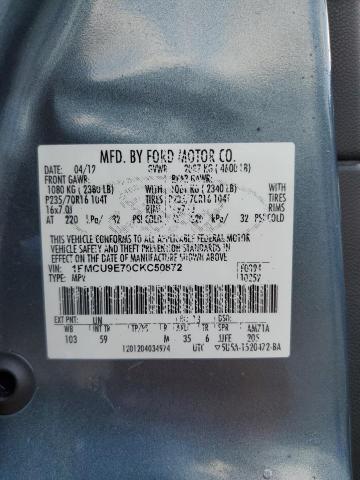 1FMCU9E70CKC50872 - 2012 FORD ESCAPE LIMITED 青色 照片 13